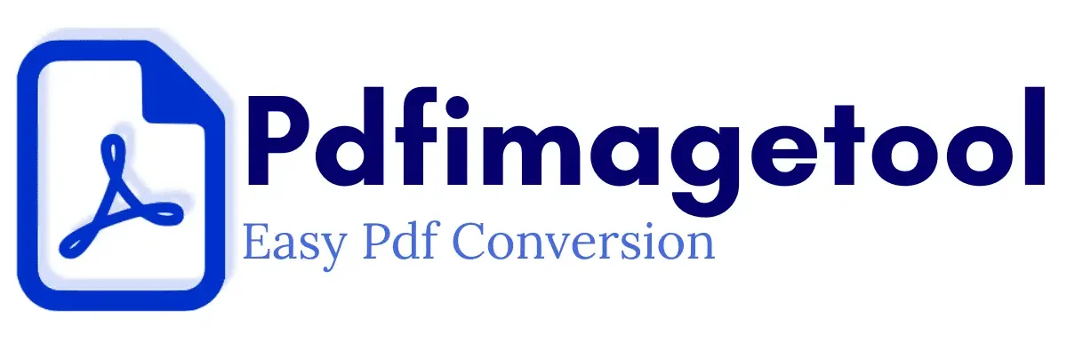Pdfimagetool logo with a blue PDF icon and the tagline Easy PDF Conversion.